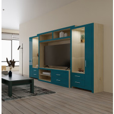 Crystal Entertainment Center - Glass Shelves, Accent Lighting, Mirrored Back