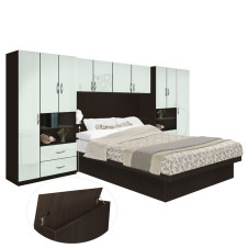 Lincoln Pier Wall Platform Bed w Storagemax Headboard
