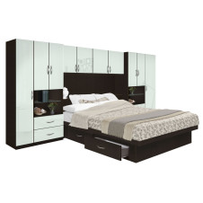 Lincoln 4 Drawer Platform Storage Pier Bed w Matte Headboard