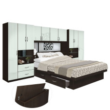 Lincoln 4 Drawer Platform Storage Pier Bed w Mirrored Storagemax Headboard