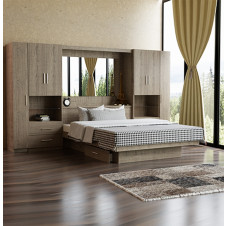 Lincoln Classic Pier Wall 4 Drawer Platform Bed w Mirrored Headboard