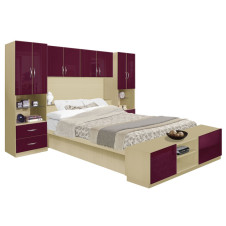 Studio Pier Wall Platform Bed w Matte Headboard & Storage Footboard