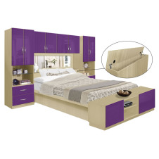 Studio Pier Wall Platform Bed w Mirrored Storagemax Headboard & Storage Footboard