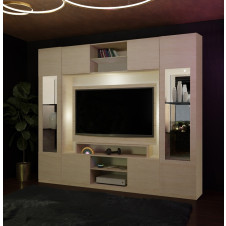 Tyler Wall Unit w Clear Glass Doors, Interior Backlight