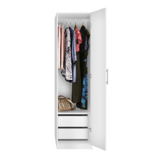 Alta Narrow Wardrobe Closet with Right Door, 2 Interior Drawers