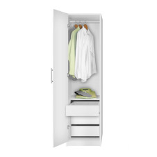 Alta Narrow Wardrobe Closet with Left Door, 3 Interior Drawers