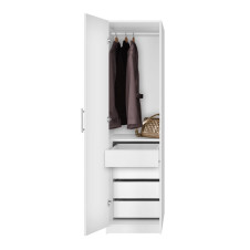 Alta Narrow Wardrobe Closet with Left Door, 4 Interior Drawers