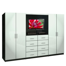 Aventa TV Wall Unit for Bedrooms - Free Standing Bedroom Wardrobe Unit