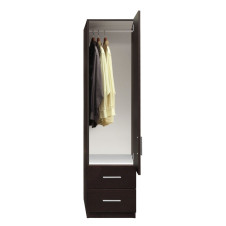 Alta Narrow Wardrobe Closet with Right Door, 2 Exterior Drawers