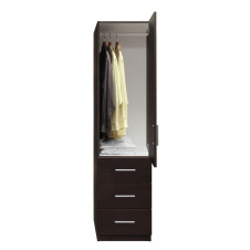 Alta Narrow Wardrobe Closet with Right Door, 3 Exterior Drawers