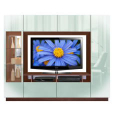 William Entertainment Center: Modern Lighted Glass Display, 360 Storage