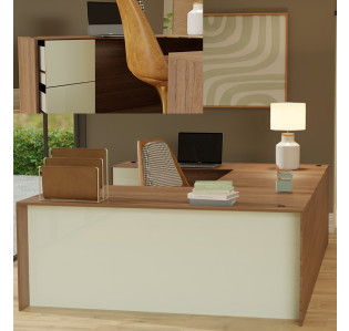 Alexis U Shaped Executive Desk - Full Pedestal Left Bridge