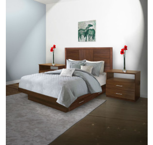 Downtown Queen Size Bedroom Set w Storage Platform