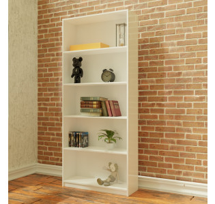 Alexis Bookcase - 5 Shelves - White