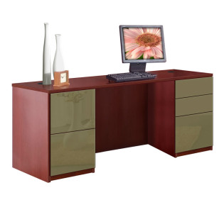 Alexis 5 Drawer Credenza Computer Desk - Full Pedestal