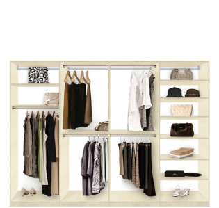 Isa Custom Closet System XL for Large Closets - Walk In or Reach In Closet Organization System