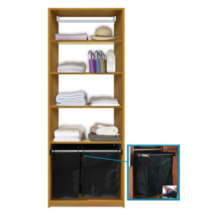 Isa Custom Closet Shelves with Hamper Pullout