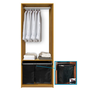 Isa Custom Closet - Hang Rod with Hamper Pullout