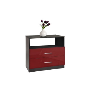 2 Drawer Chest Red Glass