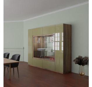 Jamison Display Cabinet - Modern Glass Curio, Concealed Storage