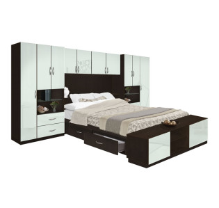 Lincoln 4 Drawer Platform Bed w Pier Matte Headboard & Footboard