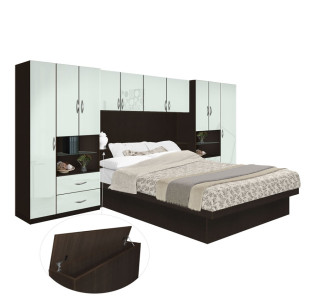 Lincoln Pier Wall Platform Bed w Storagemax Headboard