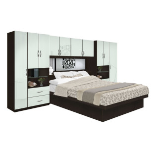 Lincoln Pier Wall Platform Bed w Mirrored Headboard