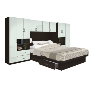 Lincoln 4 Drawer Platform Storage Pier Bed w Matte Headboard
