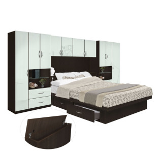 Lincoln 4 Drawer Platform Storage Pier Bed w Storagemax Headboard