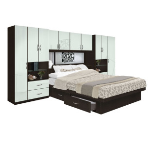 Lincoln 4 Drawer Platform Storage Pier Bed w Mirrored Headboard