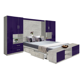 Lincoln Classic Pier Wall 4 Drawer Platform Bed w Matte Headboard & Storage Footboard