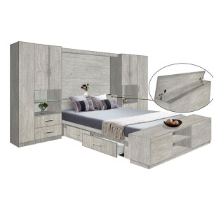 Lincoln Classic Pier Wall 4 Drawer Platform Bed w Matte Storagemax Headboard & Storage Footboard