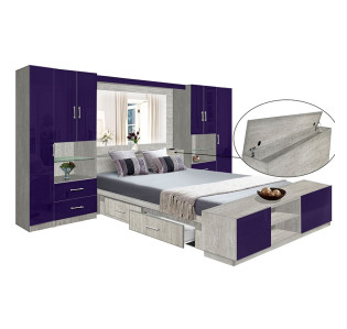 Lincoln Classic Pier Wall 4 Drawer Platform Bed w Mirrored Storagemax Headboard & Storage Footboard