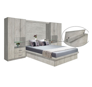 Lincoln Classic Pier Wall Platform Bed w Matte Storagemax Headboard