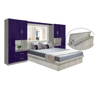 Lincoln Classic Pier Wall Platform Bed w Mirrored Storagemax Headboard