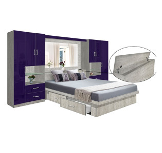 Lincoln Classic Pier Wall 4 Drawer Platform Bed w Mirrored Storagemax Headboard