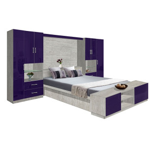 Lincoln Classic Pier Wall Platform Bed w Matte Headboard & Storage Footboard