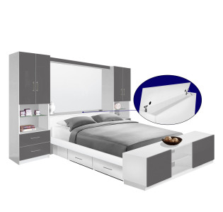 Studio Classic Pier Wall 4 Drawer Platform Bed w Matte Storagemax Headboard & Storage Footboard