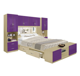 Studio 4 Drawer Platform Bed w Pier Mirrored Headboard & Footboard