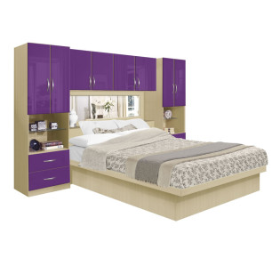 Studio Pier Wall Platform Bed w Mirrored Headboard
