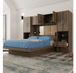 Studio Pier Wall Platform Bed w Mirrored Storagemax Headboard