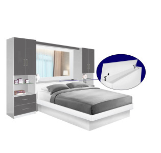 Studio Classic Pier Wall Platform Bed w Mirrored Storagemax Headboard