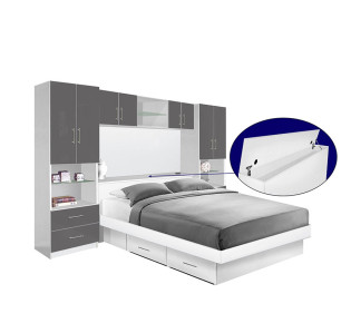 Studio Pier Wall 4 Drawer Platform Bed w Matte Storagemax Headboard & Storage Bridge