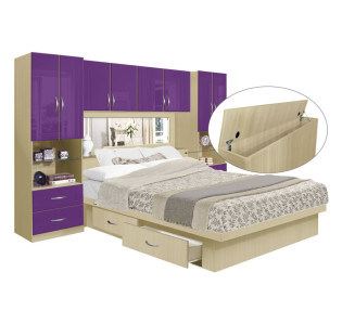 Studio 4 Drawer Platform Storage Pier Bed w Mirrored Storagemax Headboard