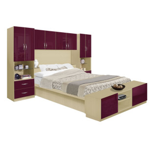 Studio Pier Wall Platform Bed w Matte Headboard & Storage Footboard