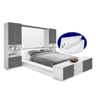 Studio Classic Pier Wall Platform Bed w Matte Storagemax Headboard & Storage Footboard