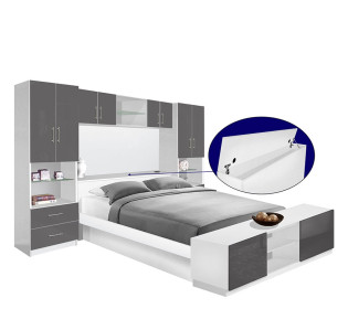 Studio Pier Wall Platform Bed w Matte Storagemax Headboard, Storage Footboard & Storage Bridge