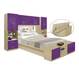 Studio Pier Wall Platform Bed w Mirrored Storagemax Headboard & Storage Footboard
