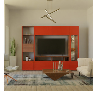 Tristan Wall Unit with Storage, Shelving, Lighted Curio Door