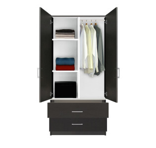 Alta Wardrobe Armoire - 2 Drawer Wardrobe, Shelves, Hangrod